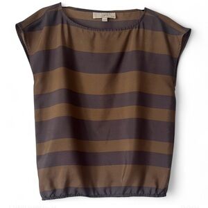 LOFT Brown and Gray Cap Sleeve
Blouse Relaxed Boxy Style